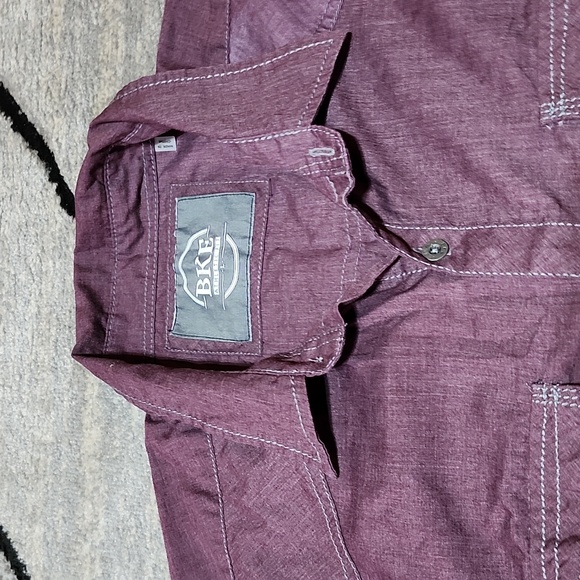 BKE ATHLETIC BURGUNDY & GRAY STITCH CASUAL BUTTON DOWN LONG-SLEEVED SHIRT LARGE - Picture 2 of 12